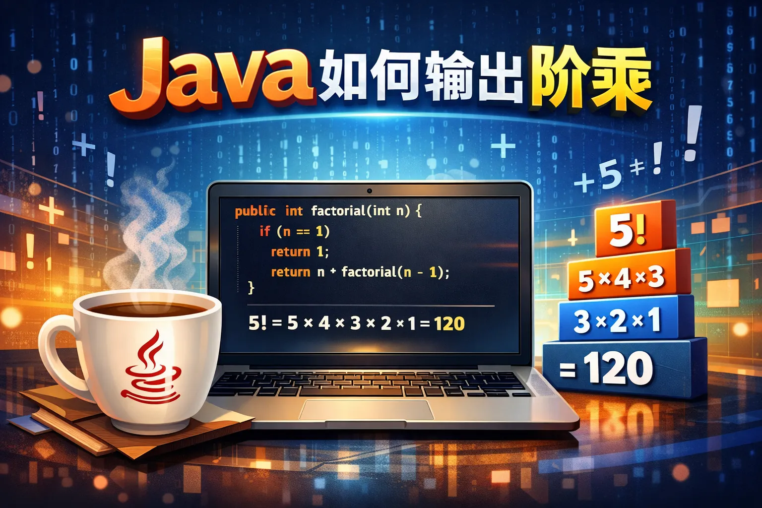 java如何输出阶乘