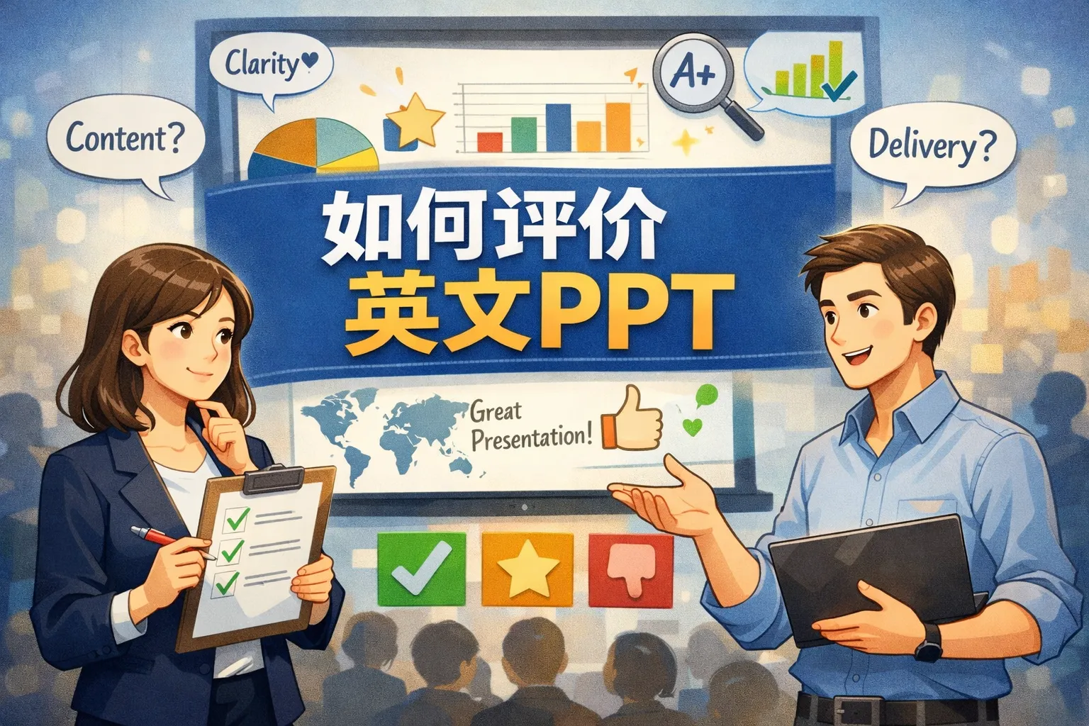 如何评价英文ppt