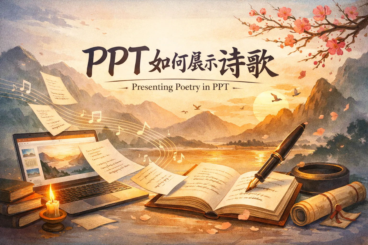 ppt如何展示诗歌