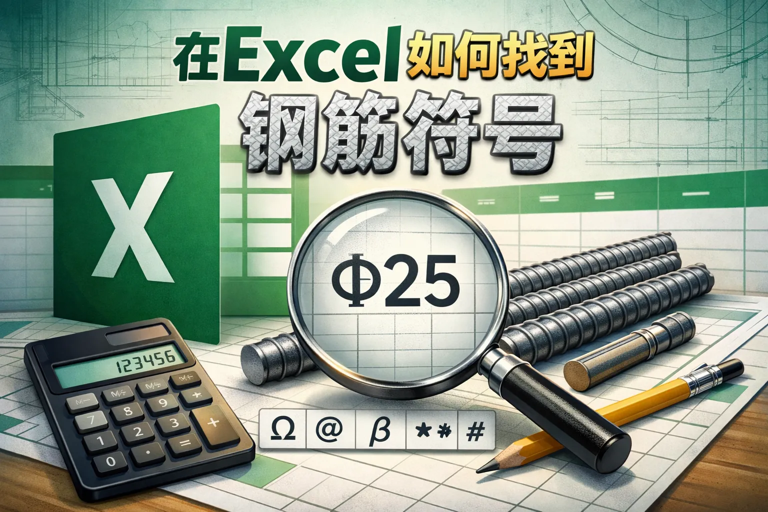 在excel如何找到钢筋符号