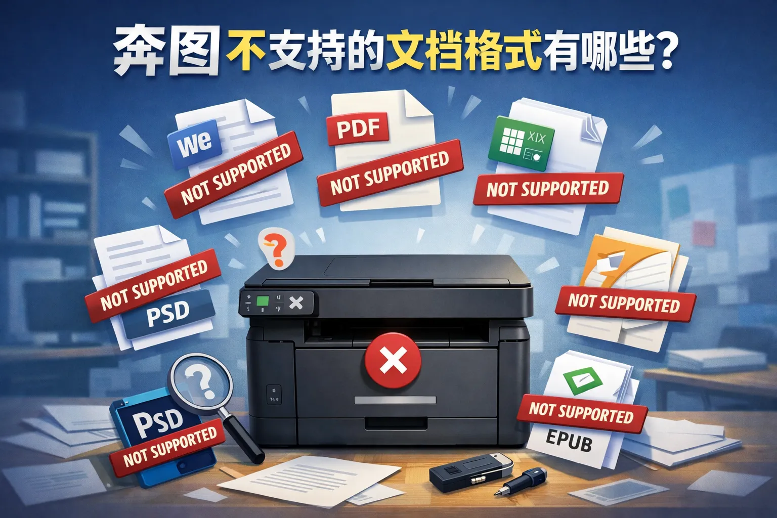 奔图不支持的文档格式有哪些