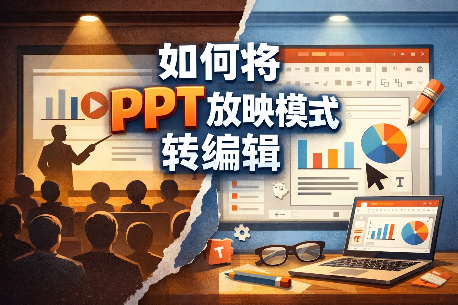 如何将ppt放映模式转编辑