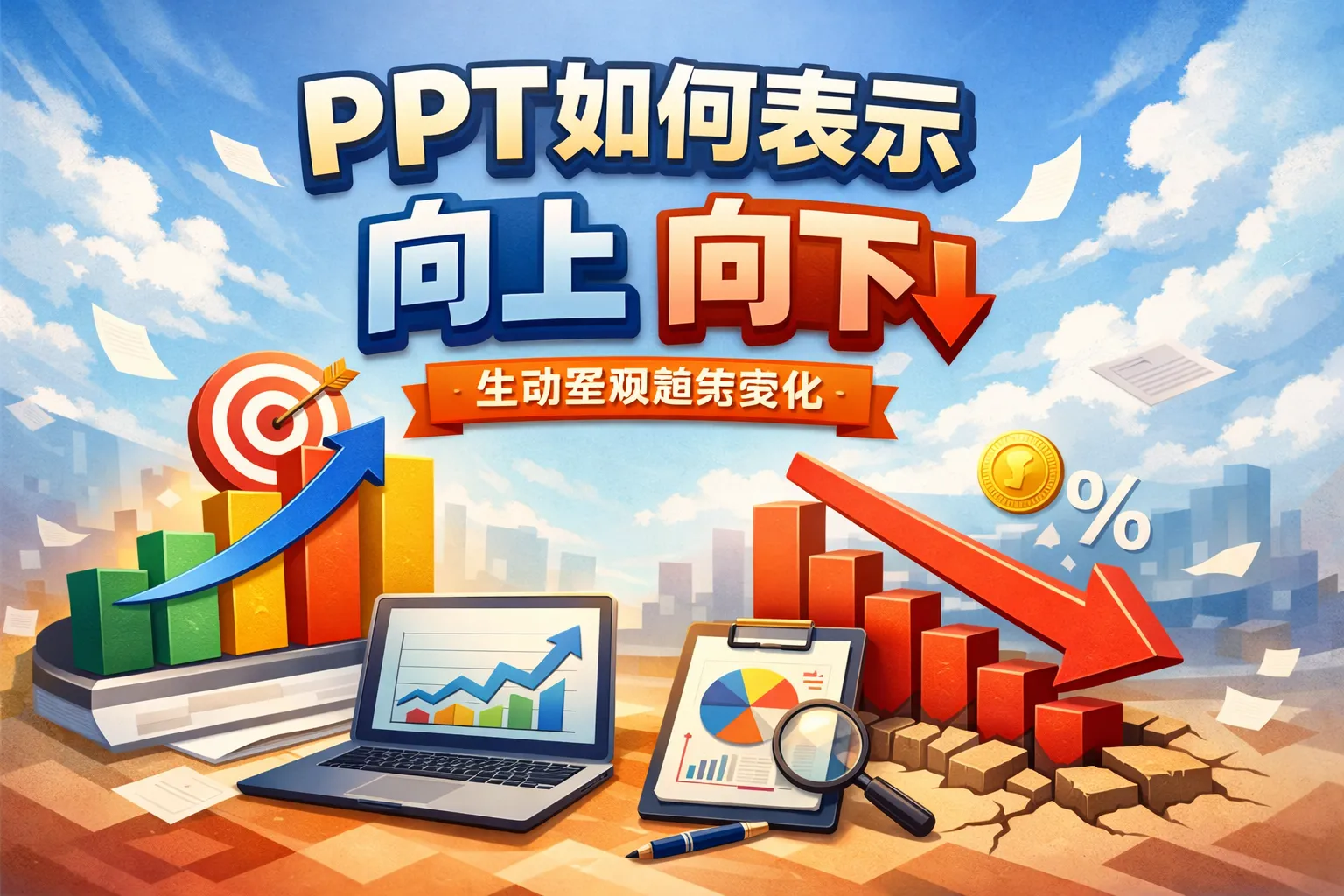 ppt如何表示向上向下