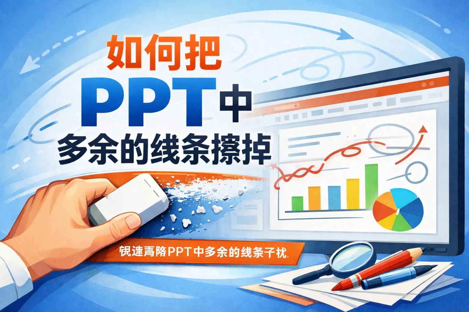 如何把ppt中多余的线条擦掉