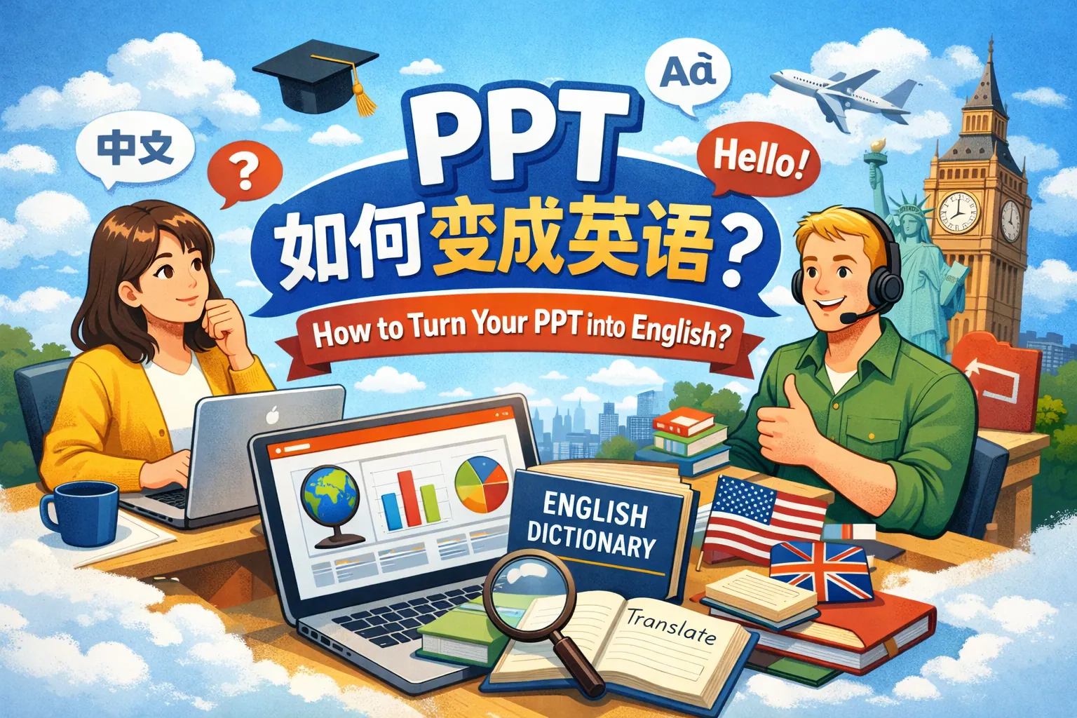 ppt如何变成英语