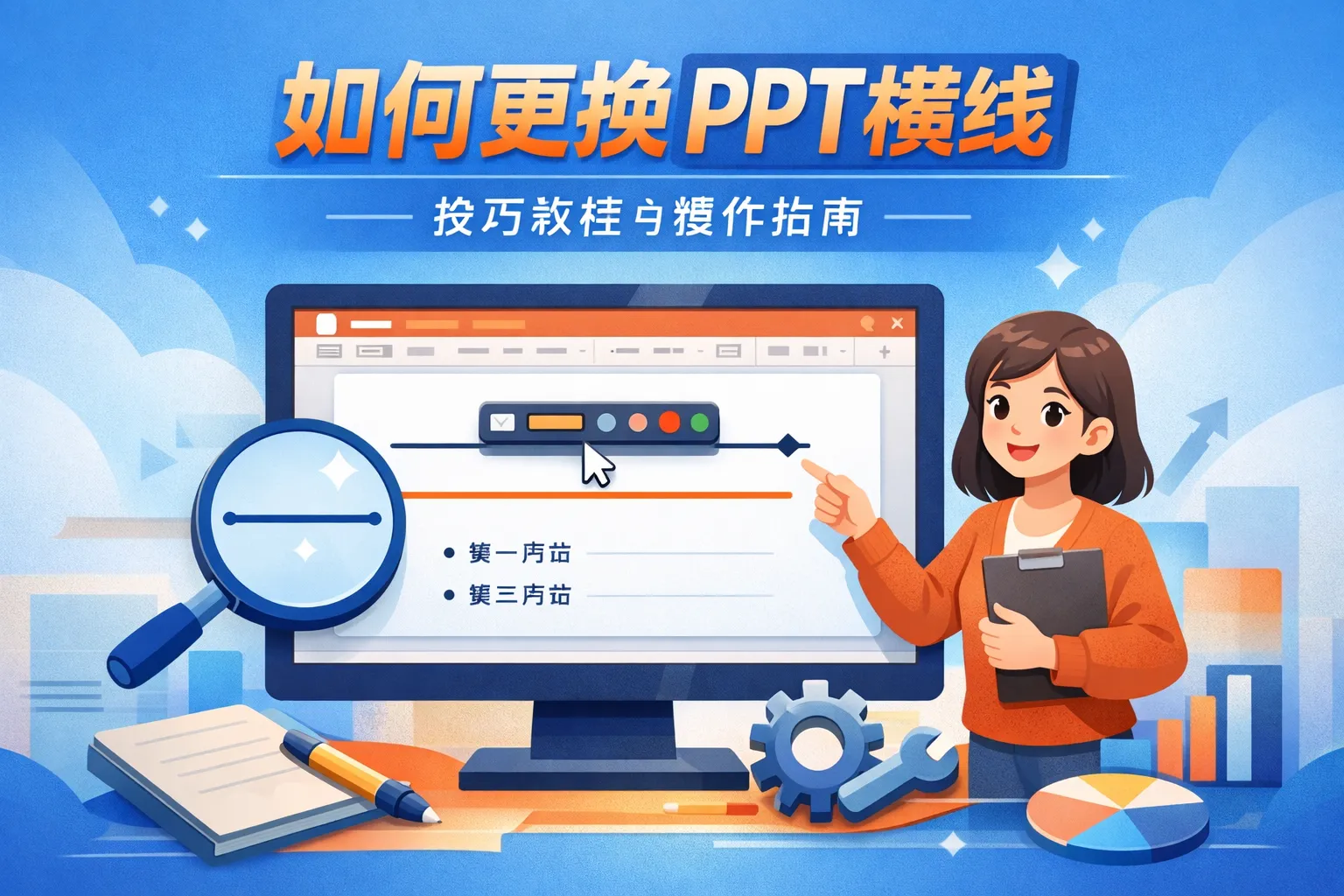 如何更换ppt横线