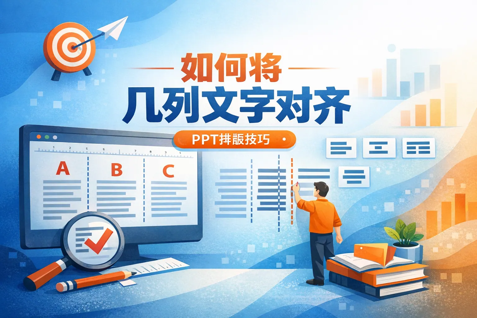 ppt里边如何将几列文字对齐