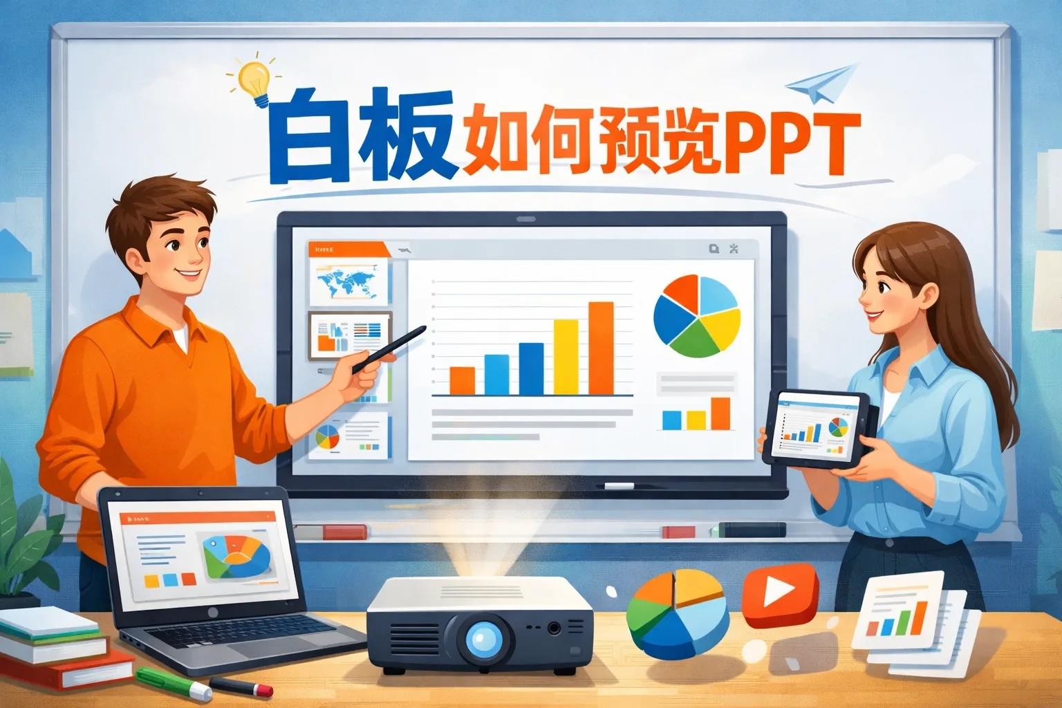 白板如何预览ppt