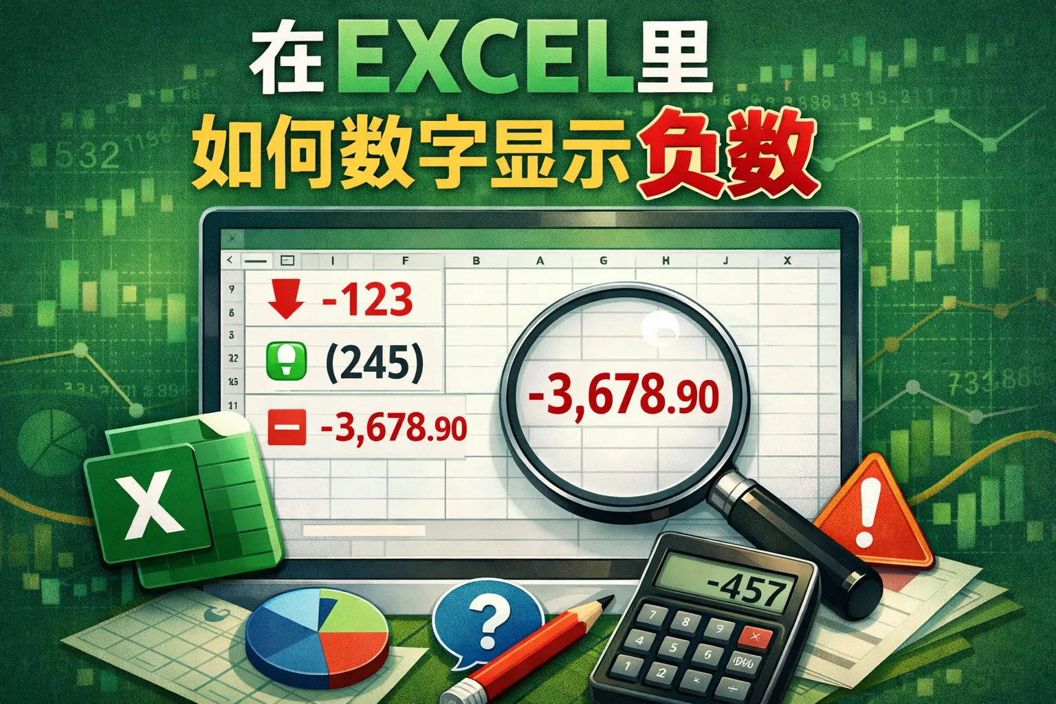在EXCEL里如何数字显示负数