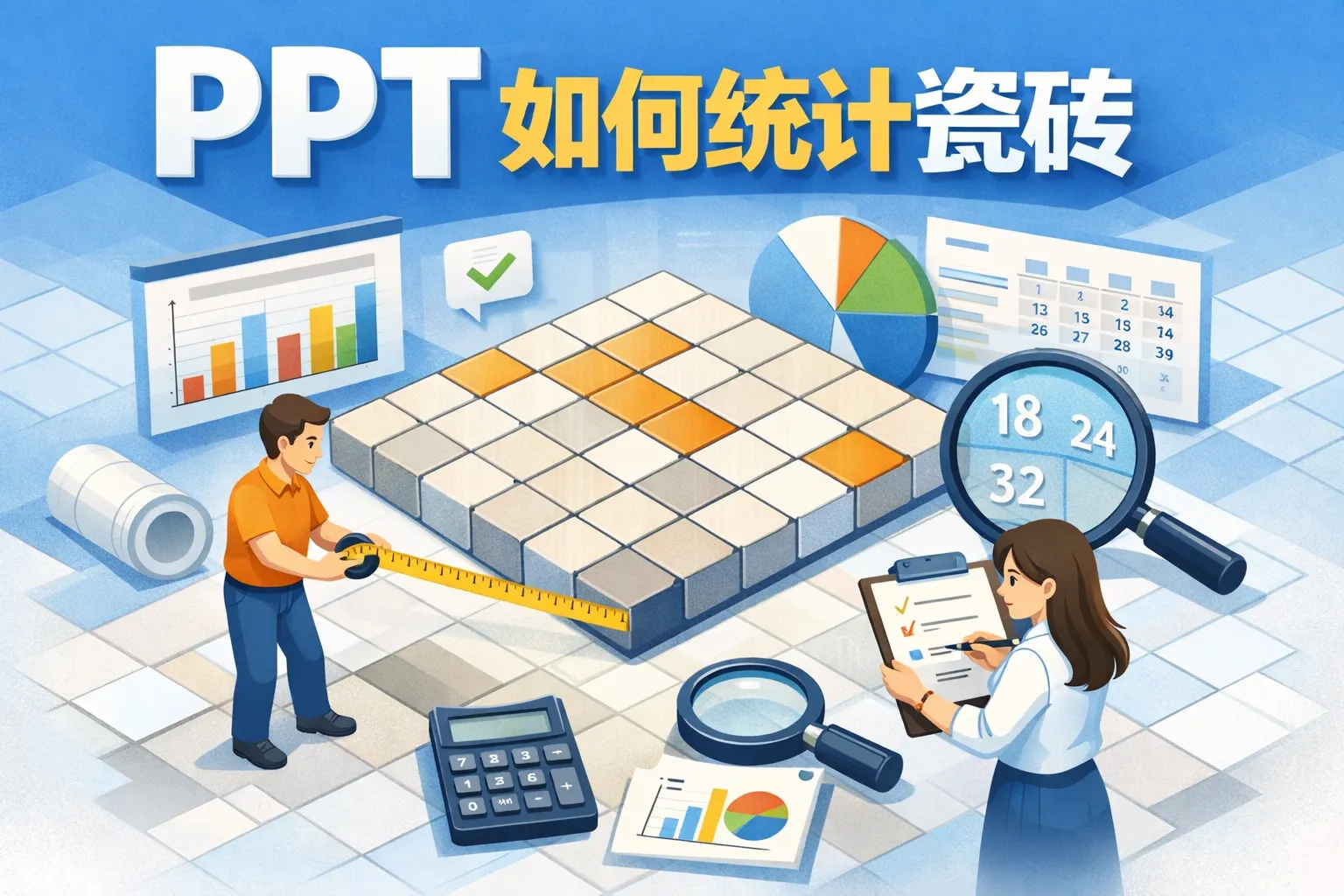 ppt如何统计瓷砖