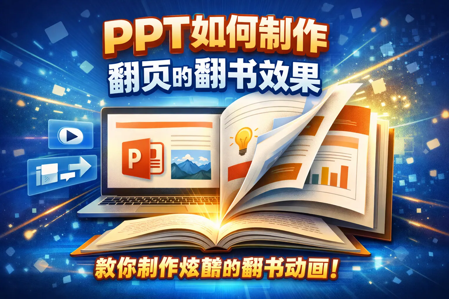 ppt如何制作翻页的到翻书效果