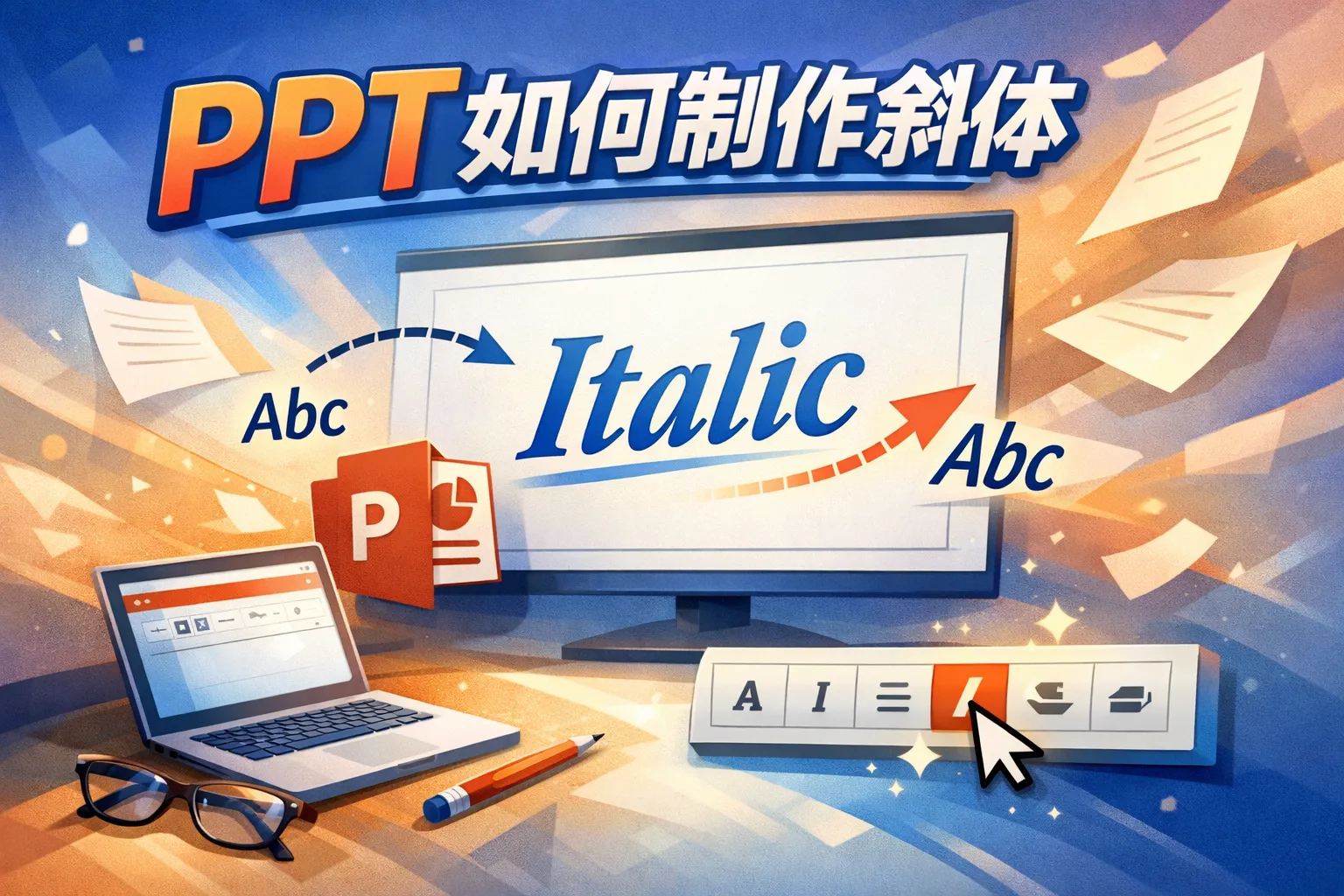 ppt如何制作斜体