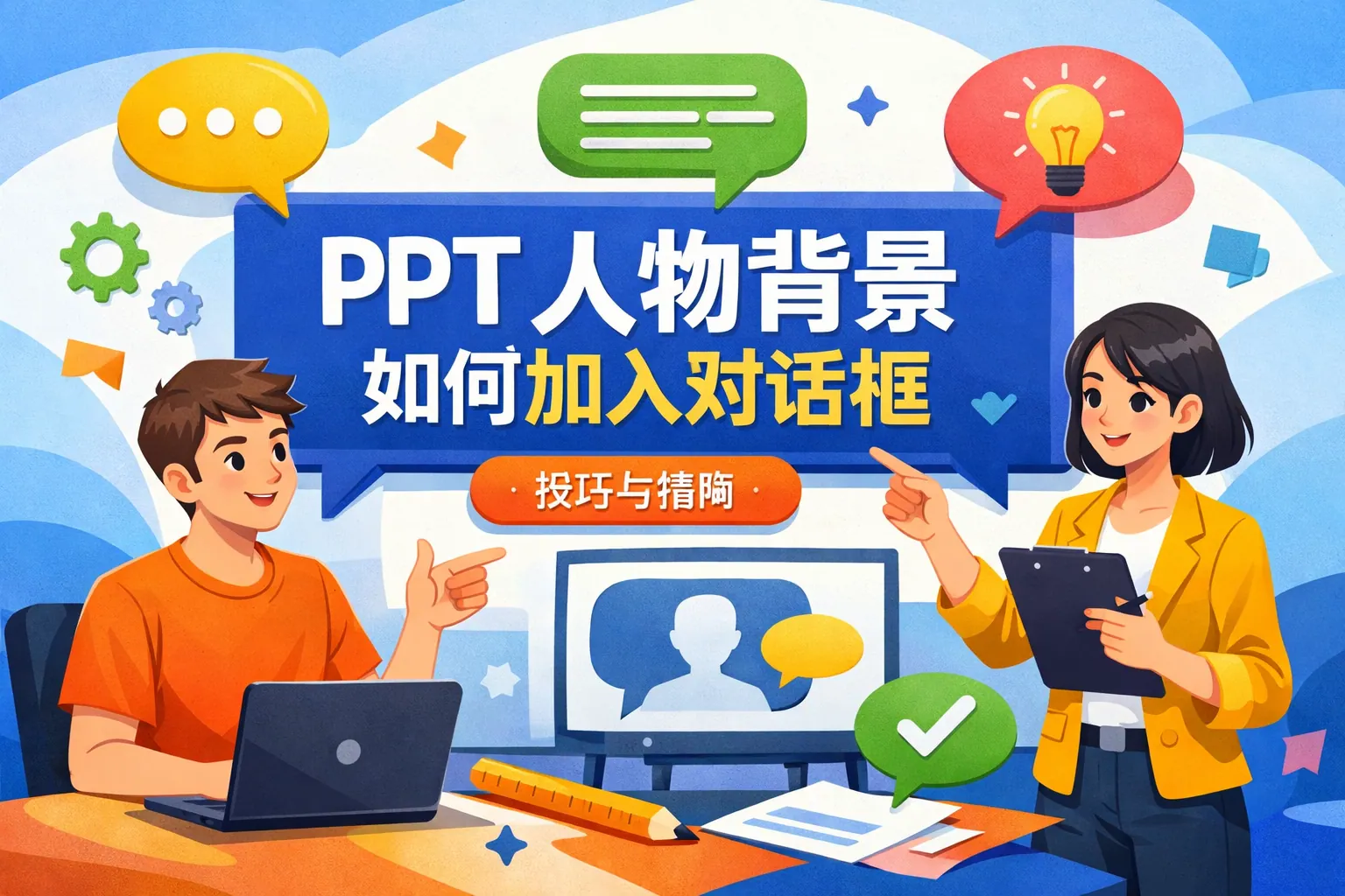 ppt人物背景如何加入对话框