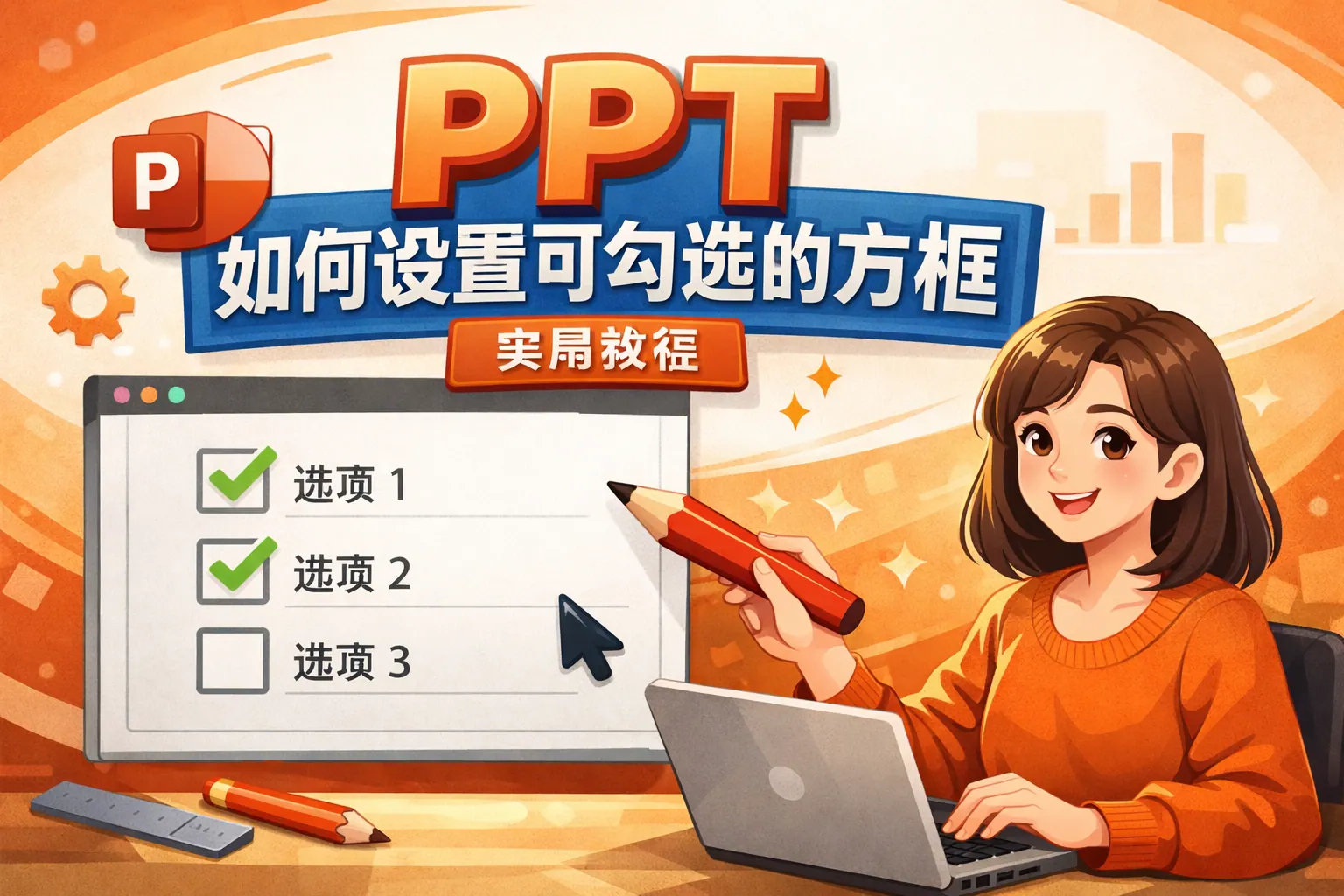 ppt如何设置可勾选的方框