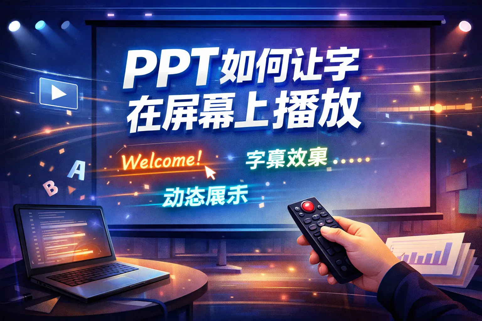 ppt如何让字在屏幕上播放