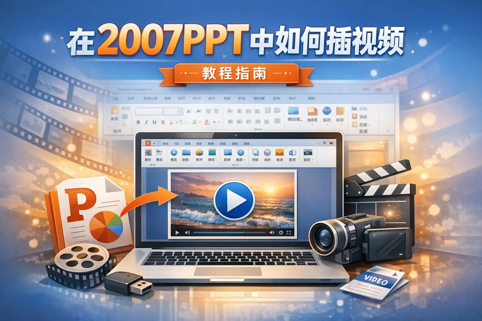 在2007ppt中如何插视频