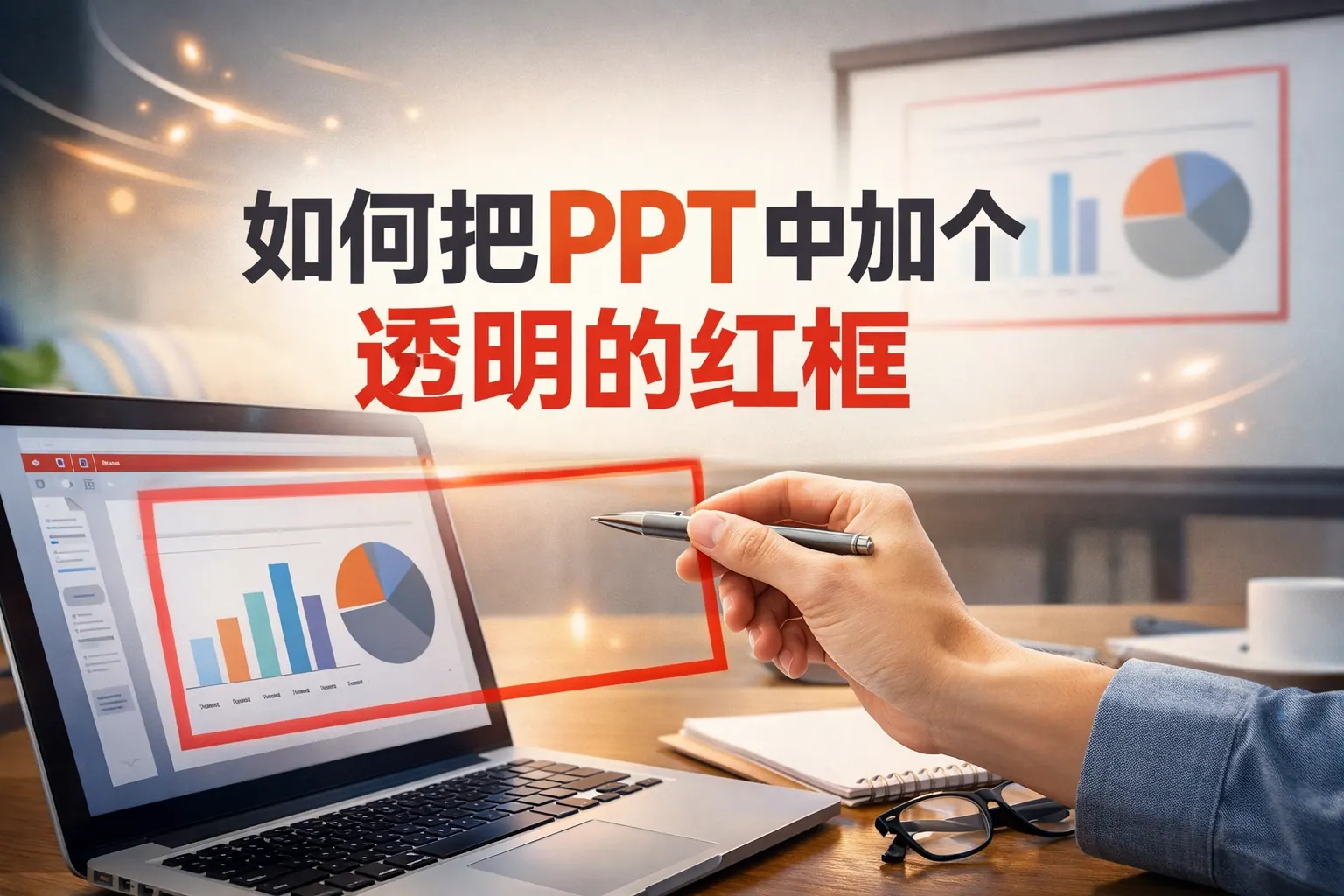 如何把ppt中加个透明的红框