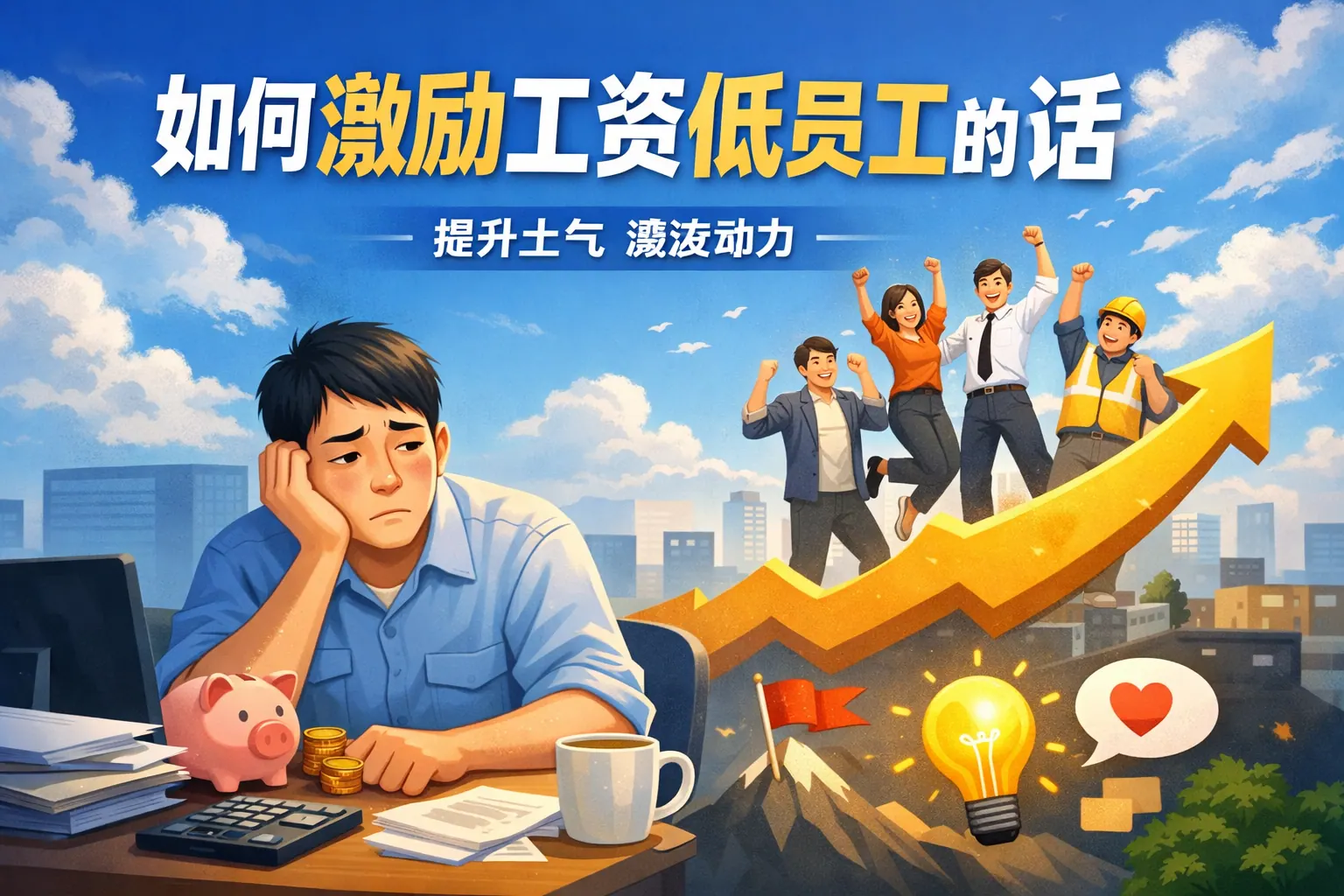 如何激励工资低员工的话