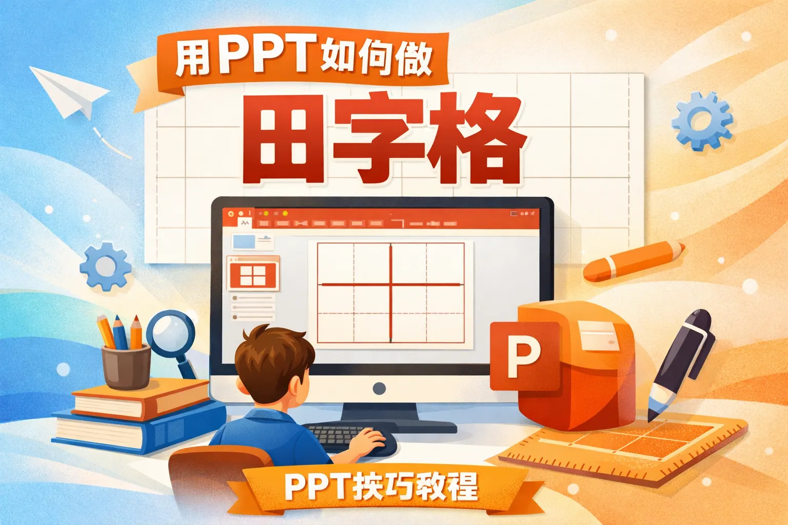 用ppt如何做田字格