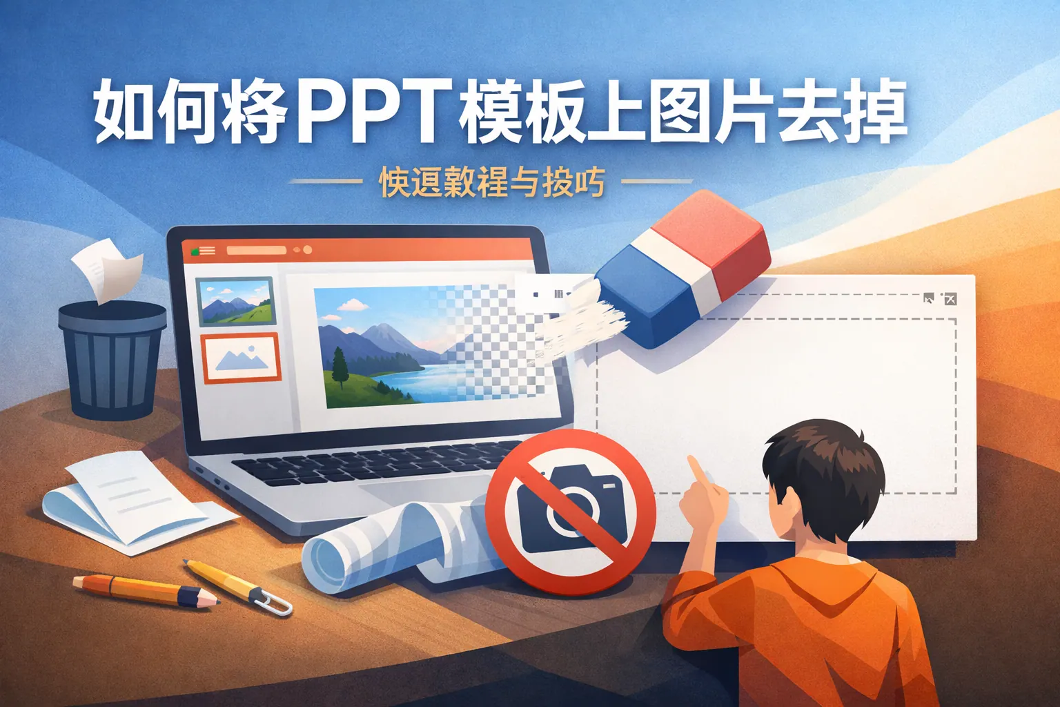 如何将PPT模板上图片去掉
