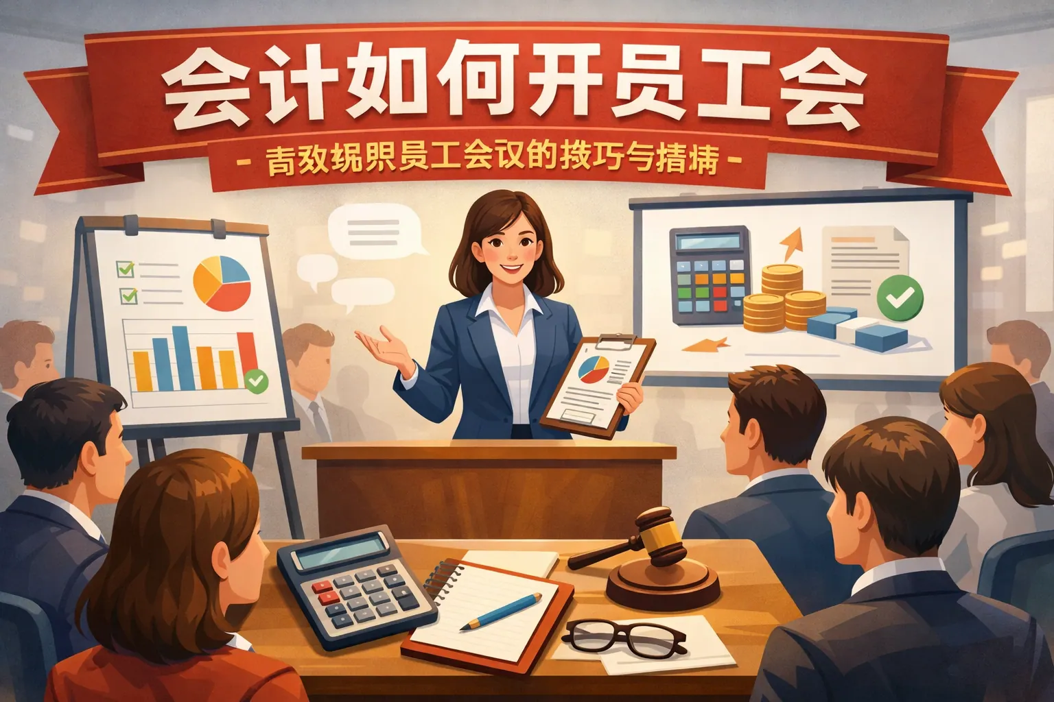 会计如何开员工会