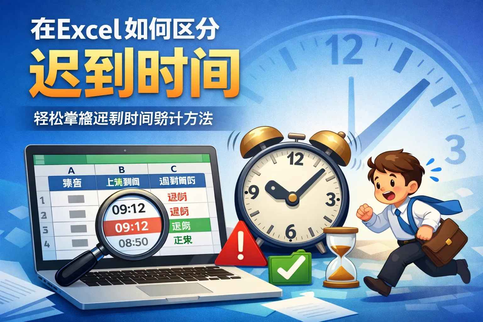 在excel如何区分迟到时间