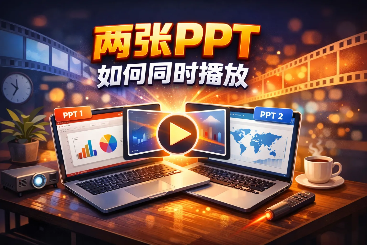 两张ppt如何同时播放