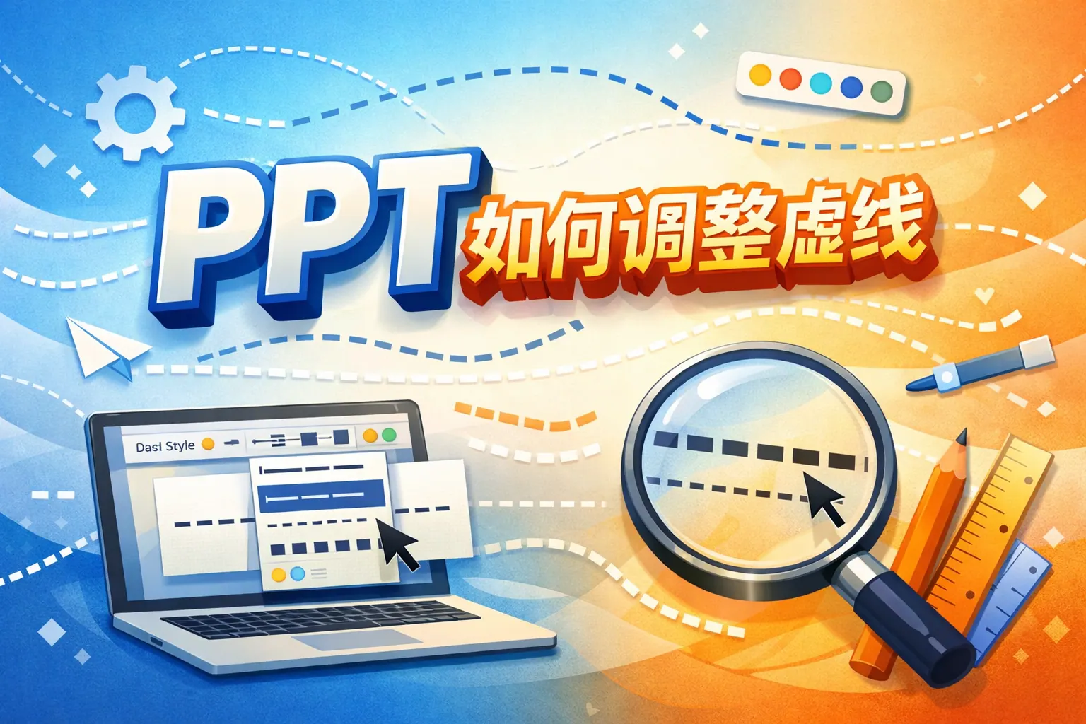 PPT如何调整虚线