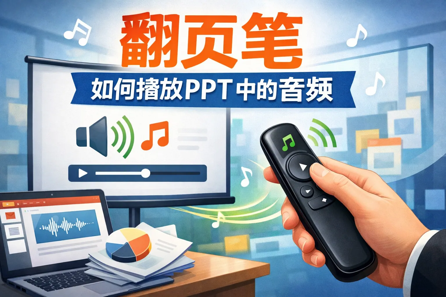 翻页笔如何播放ppt中的音频