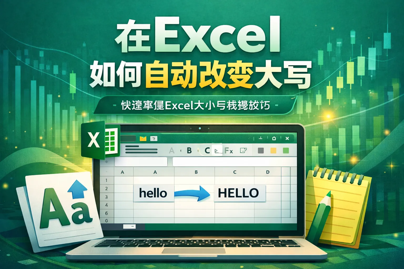在excel如何自动改变大写