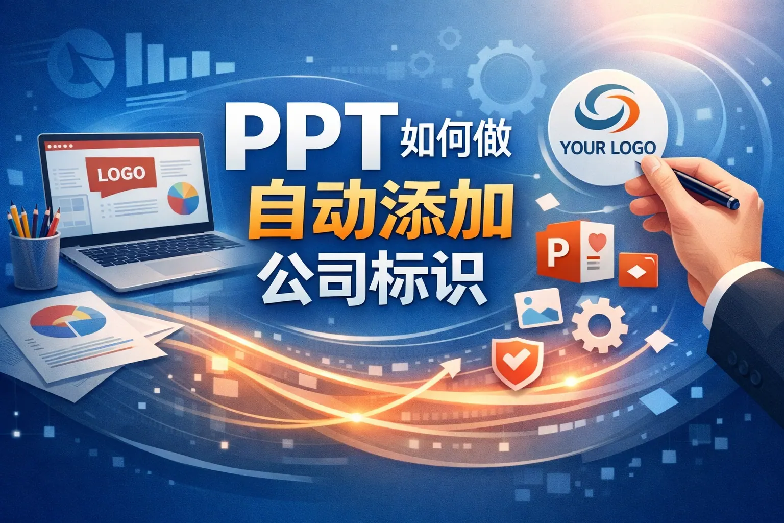 ppt如何做自动添加公司标识