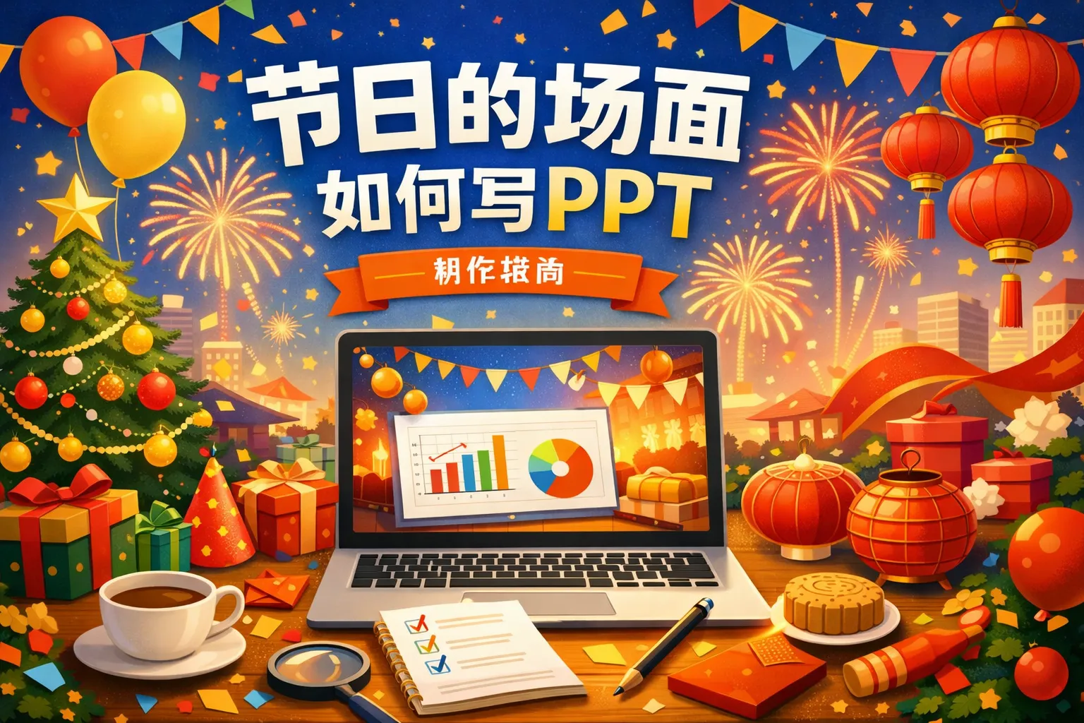 节日的场面如何写PPT