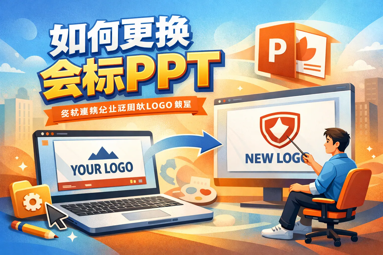如何更换会标ppt