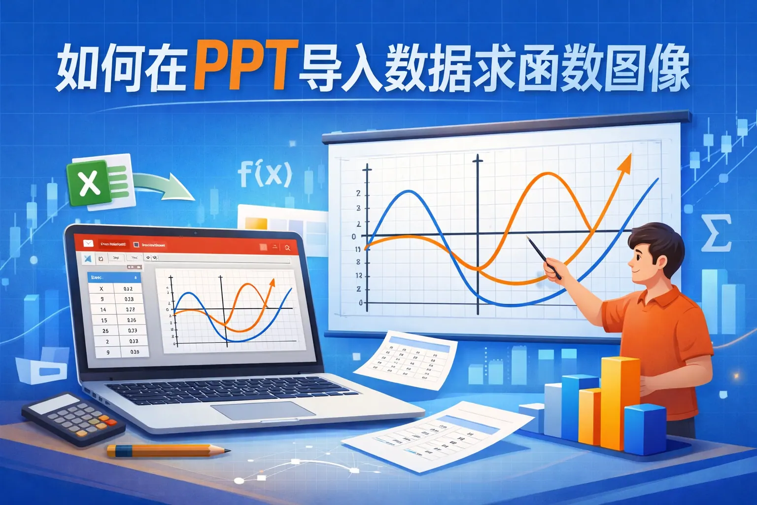 如何在ppt导入数据求函数图像