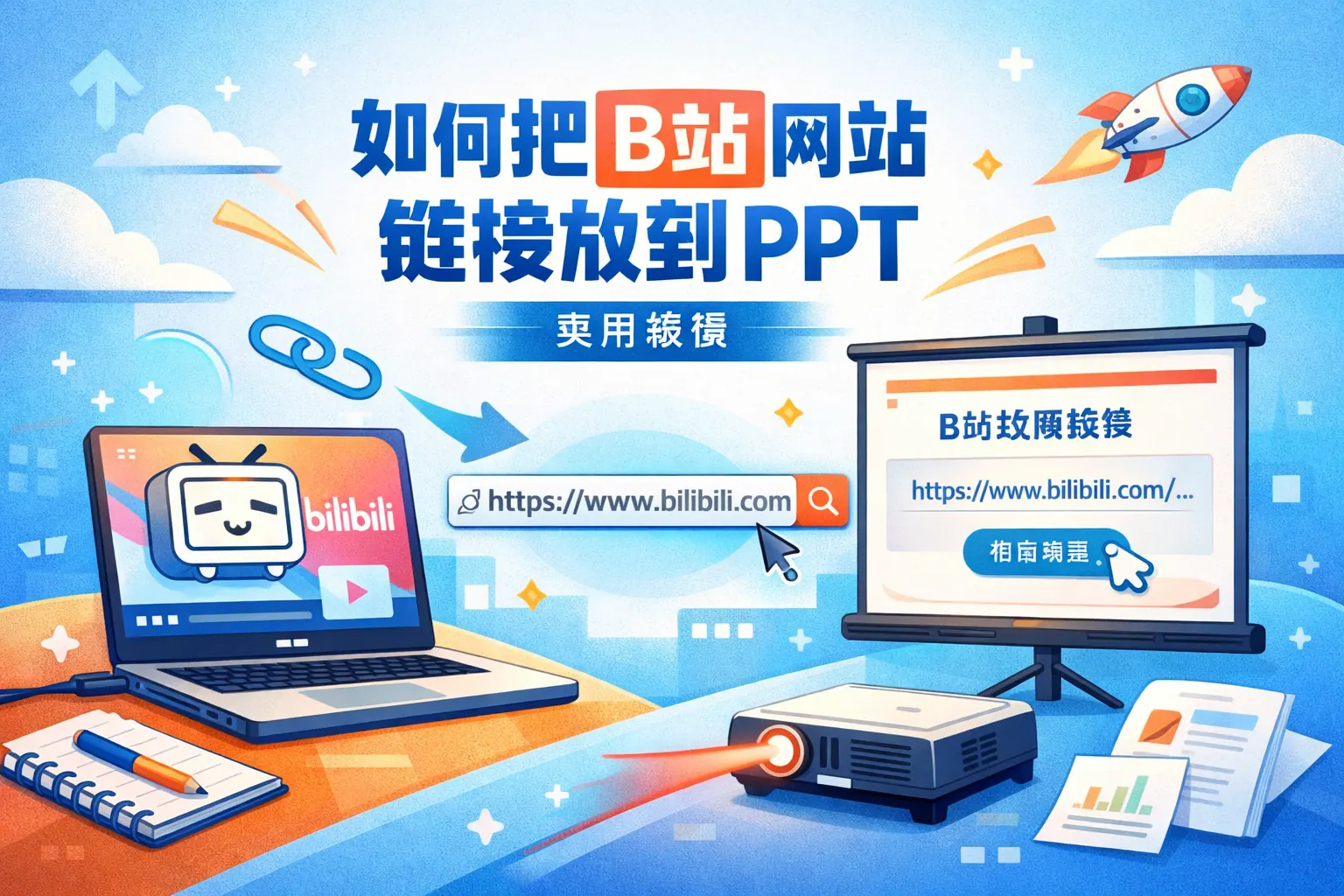 如何把B站网址链接放到PPT