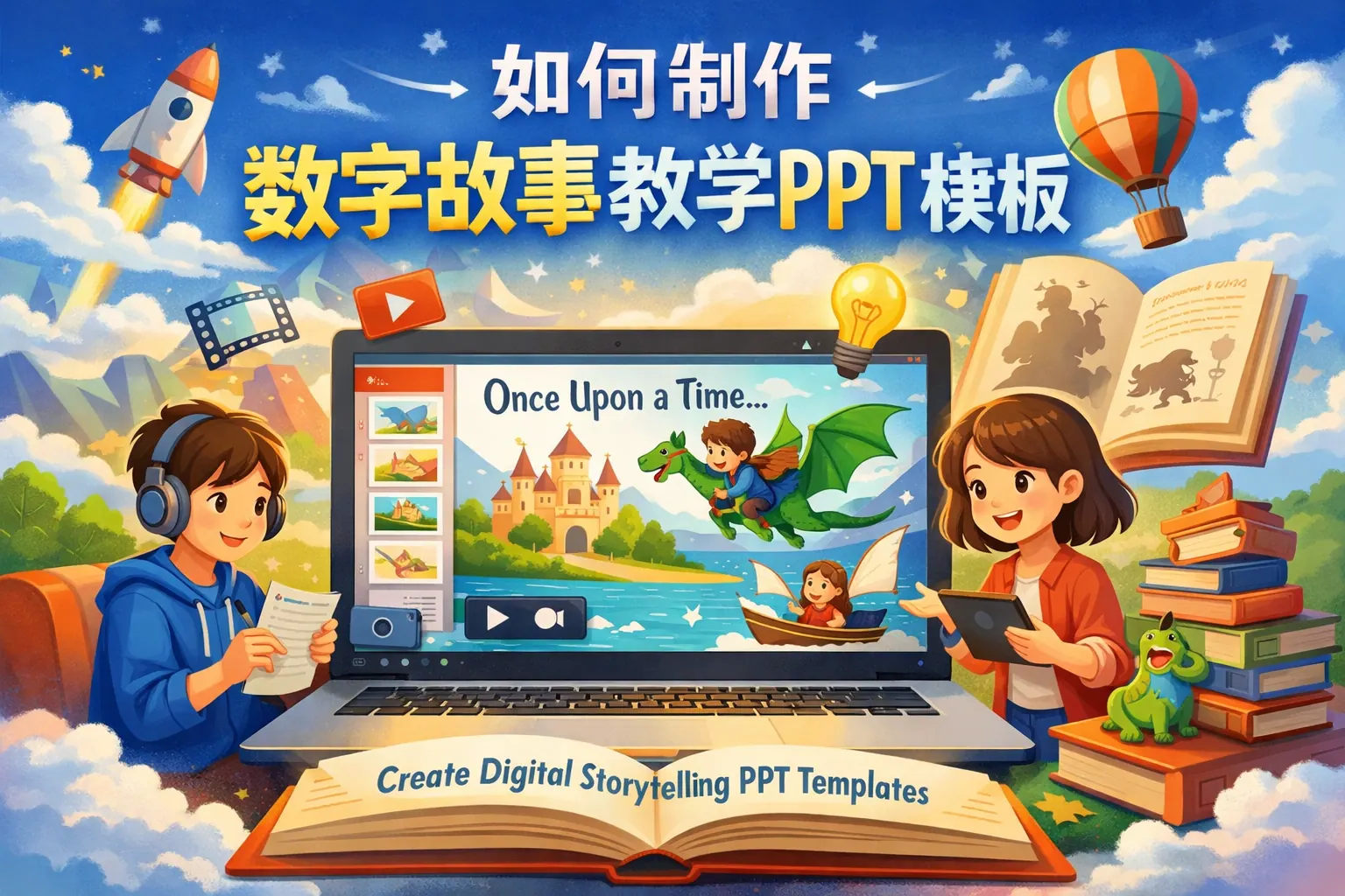 如何 制作数字故事教学ppt模板