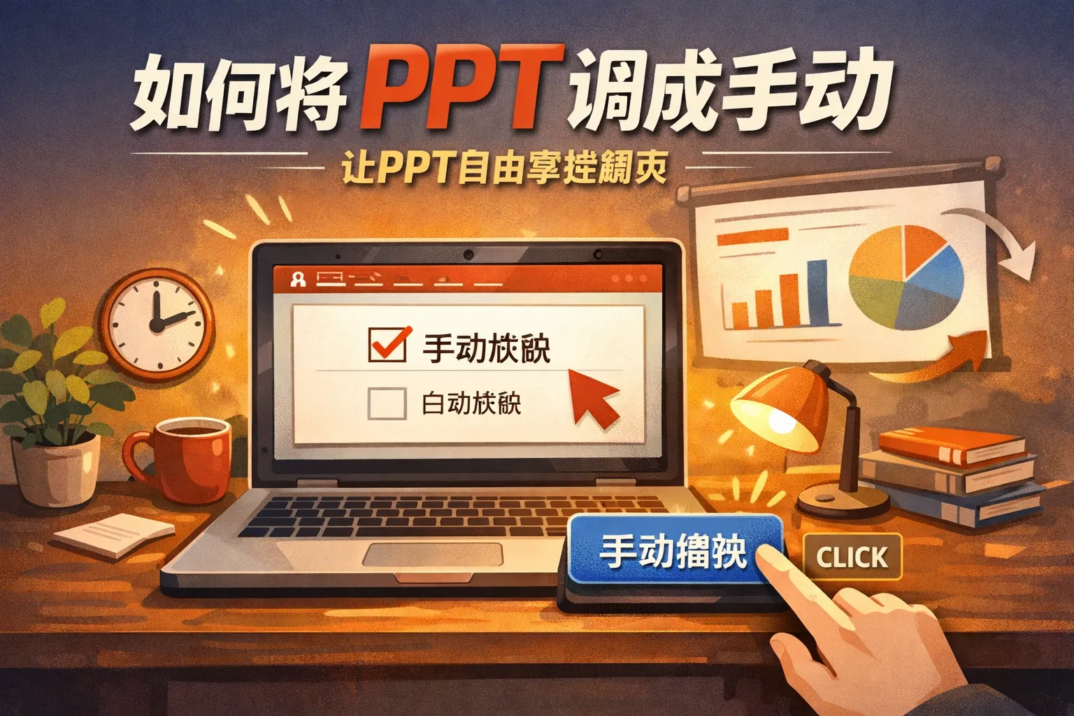 如何将ppt调成手动