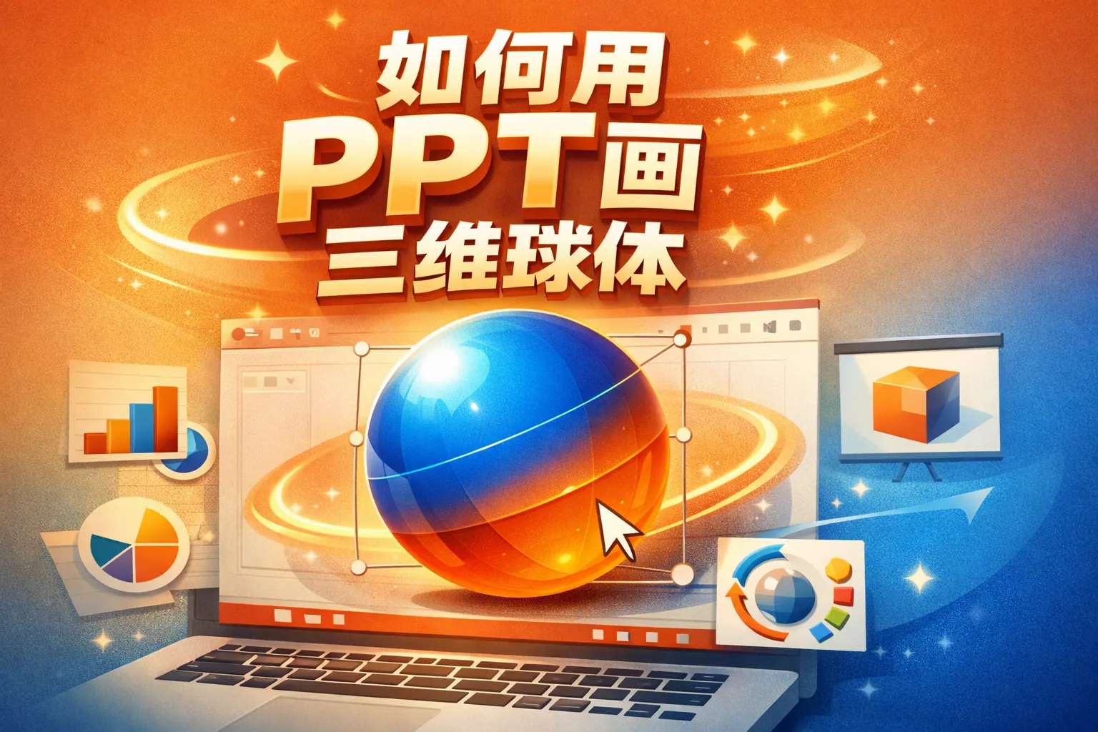如何用ppt画三维球体