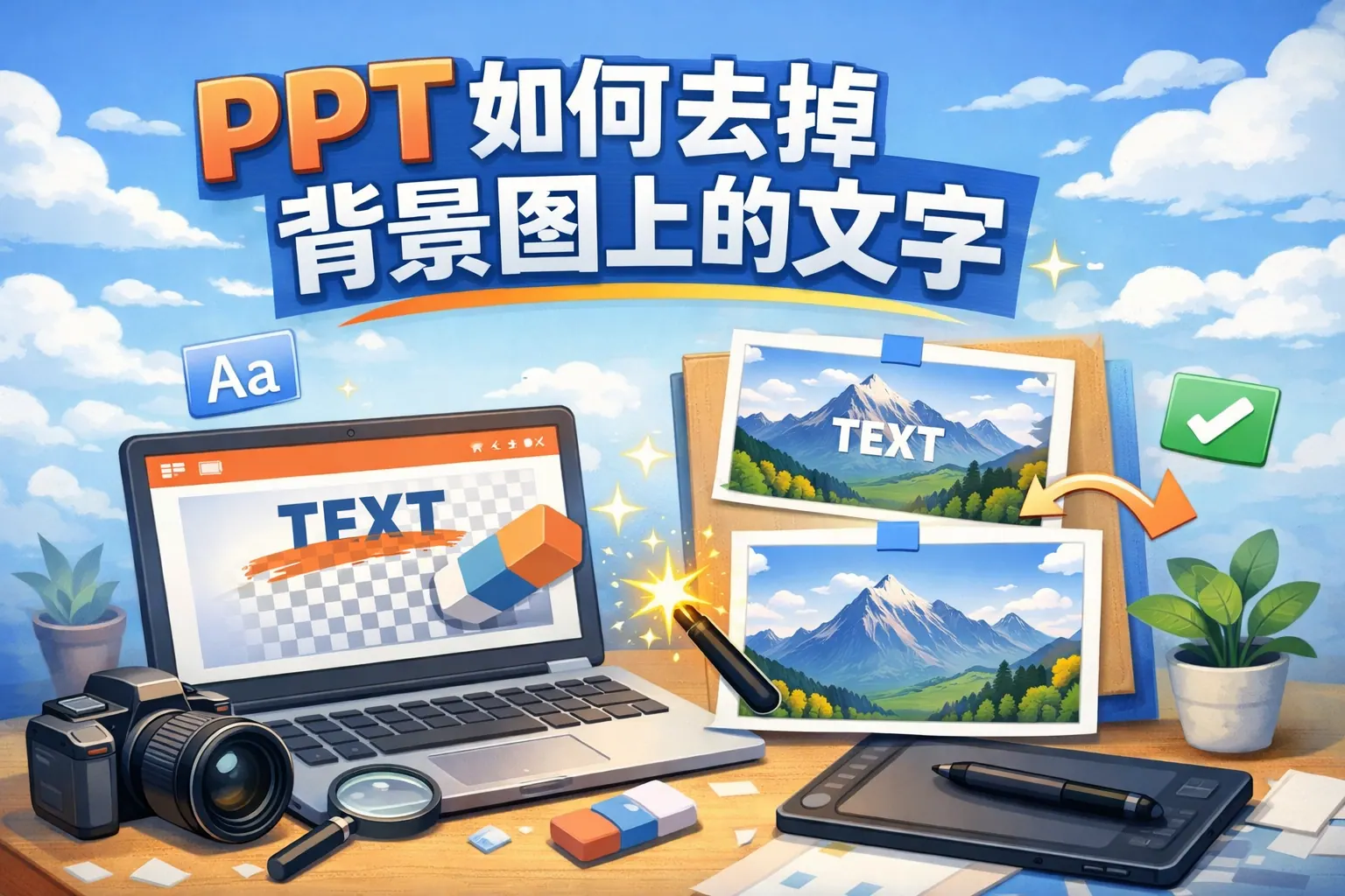 ppt如何去掉背景图上的文字