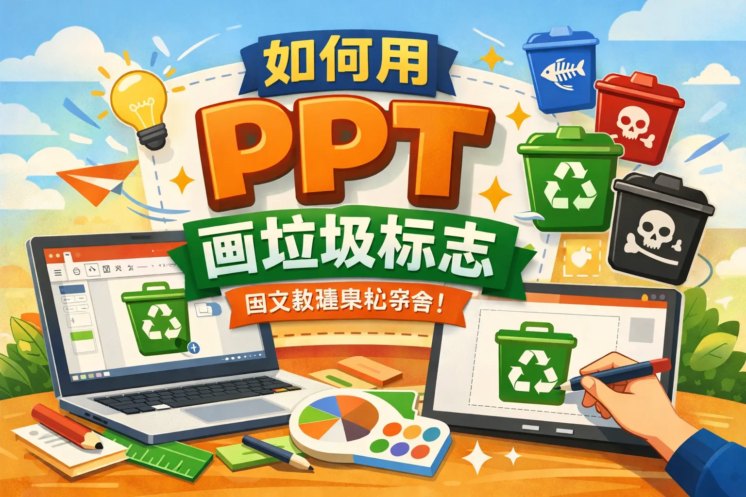 如何用ppt画垃圾标志