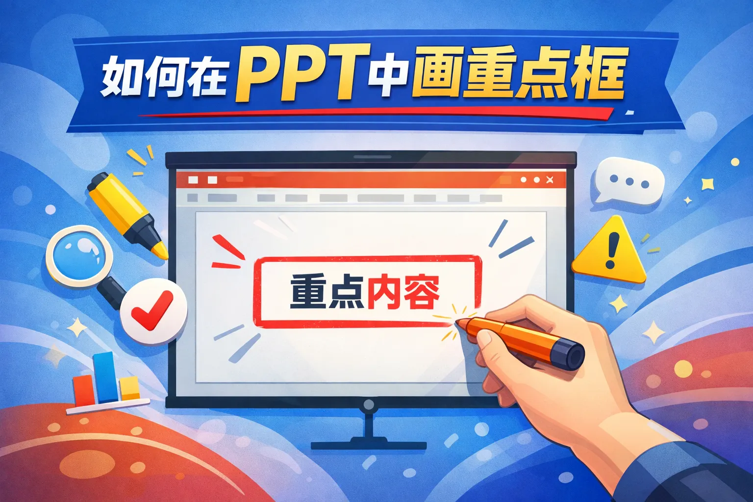 如何在ppt中画重点框