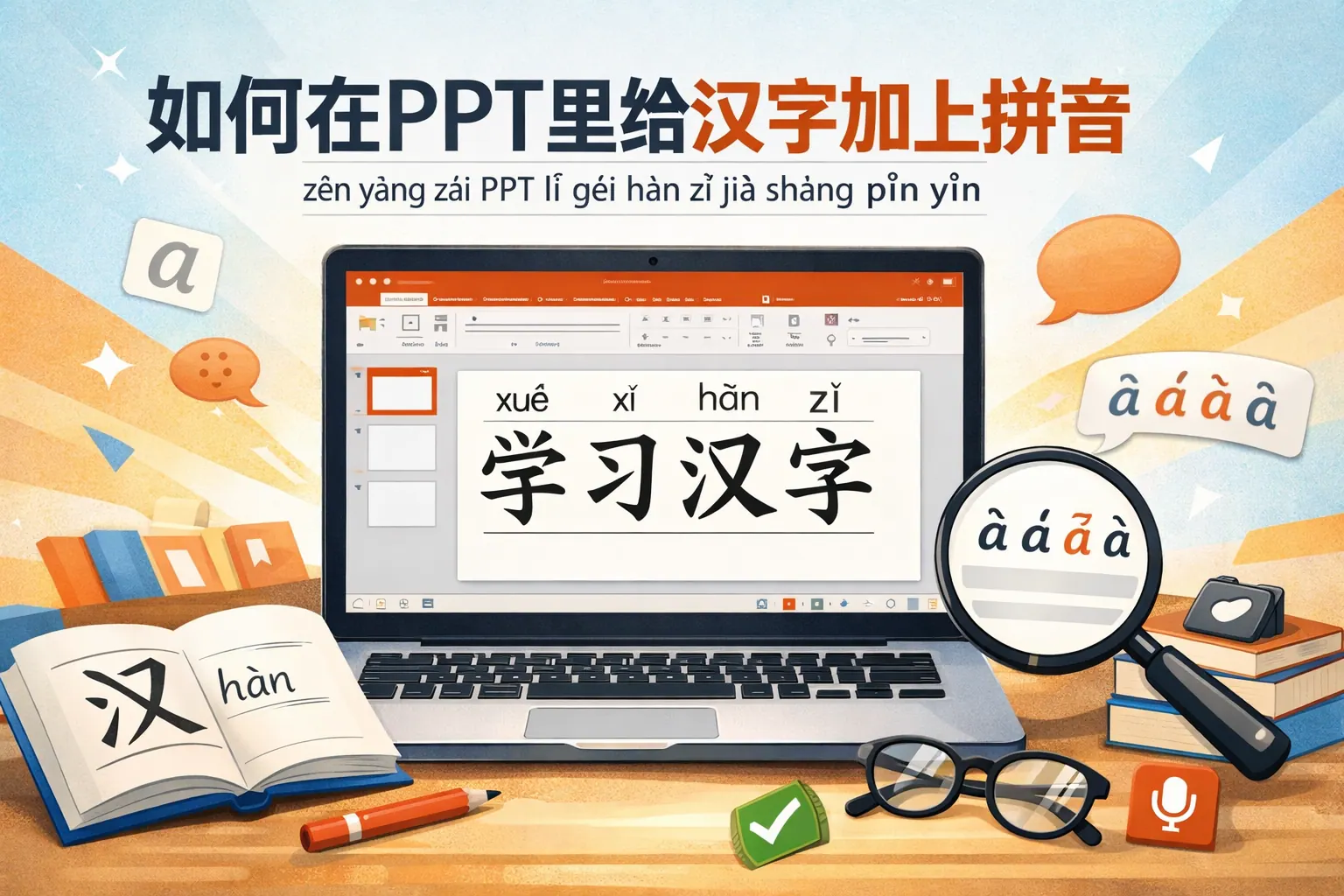 如何在ppt里给汉字加上拼音