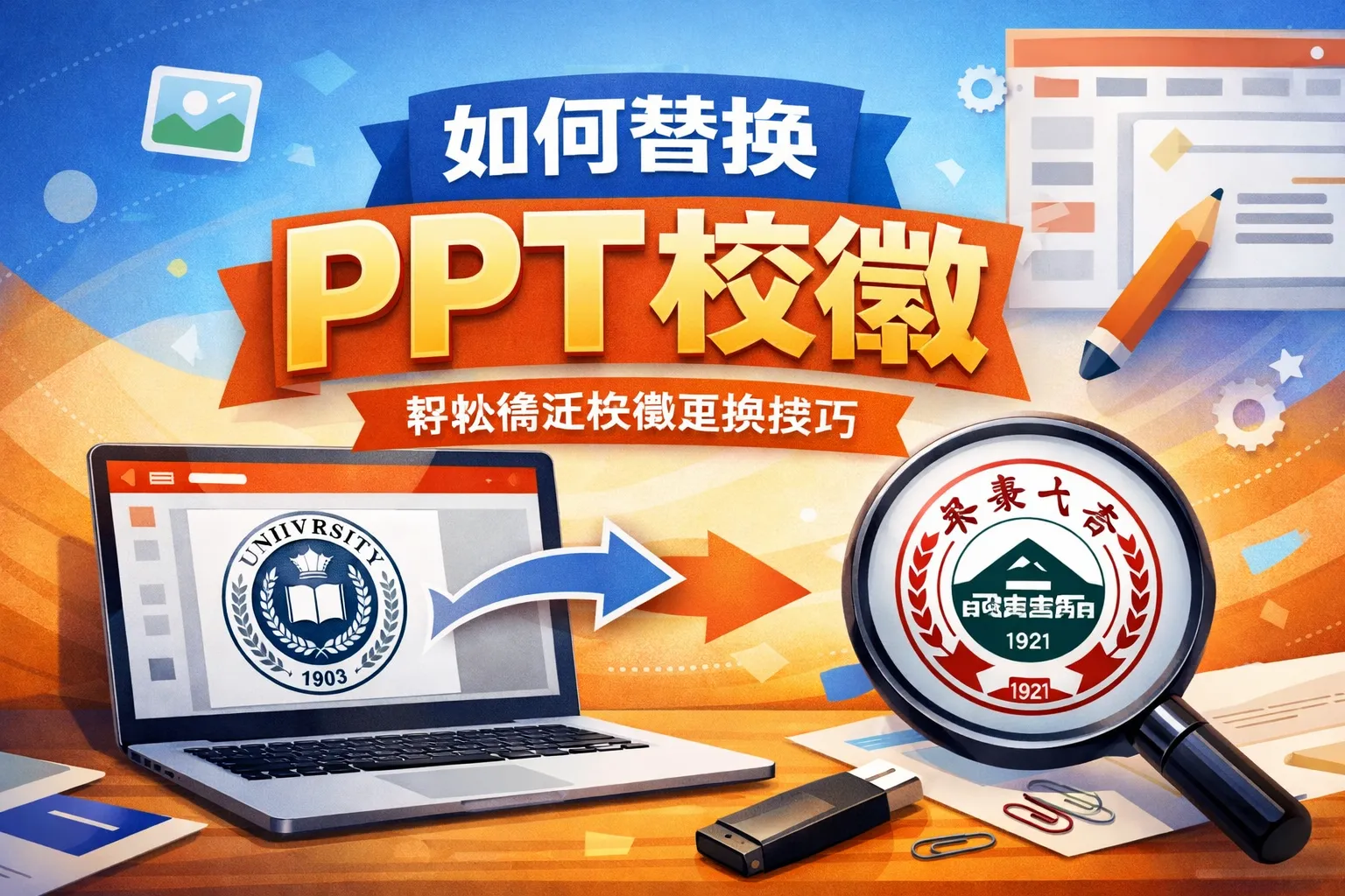 如何替换ppt校徽