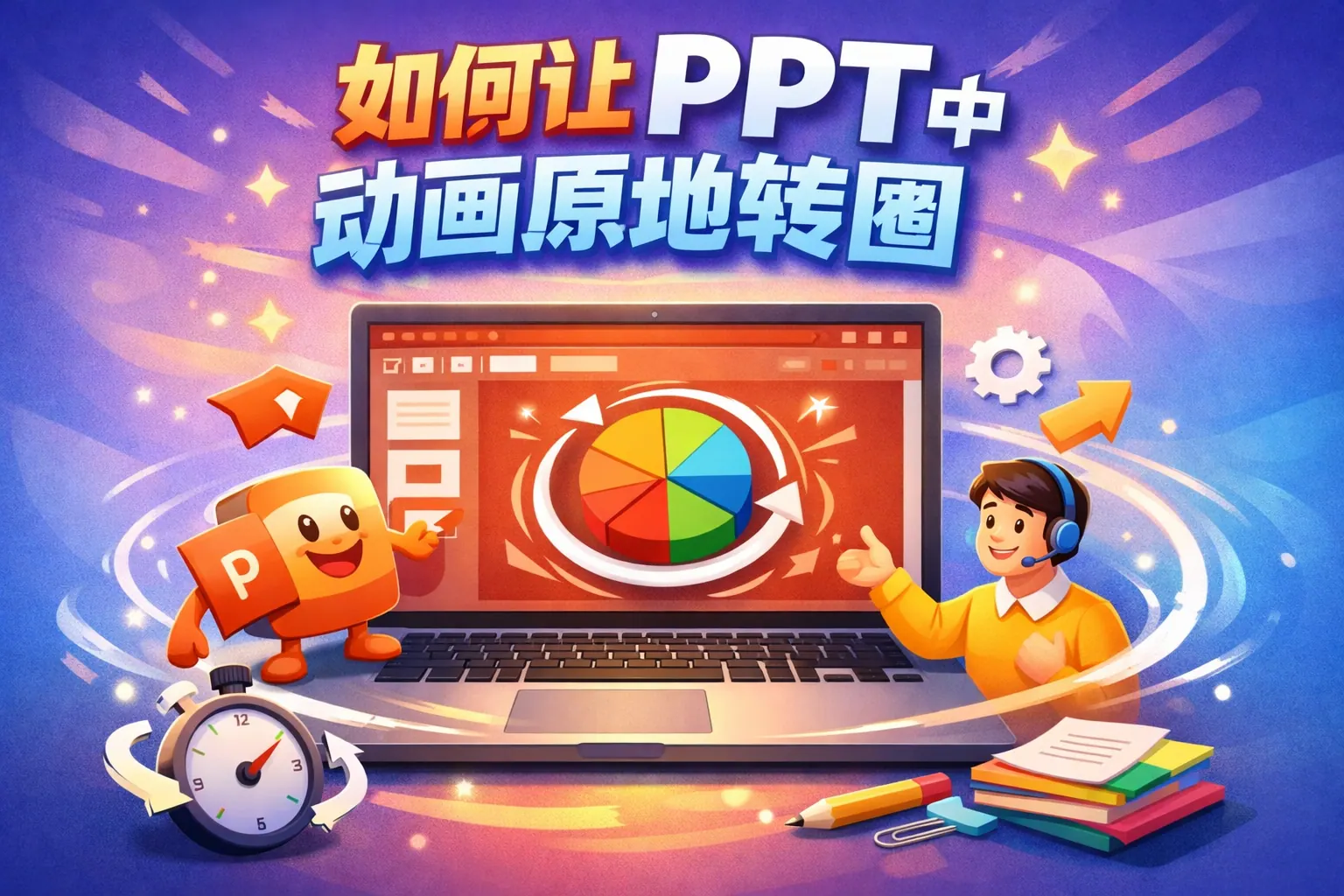 如何让ppt中动画原地转圈