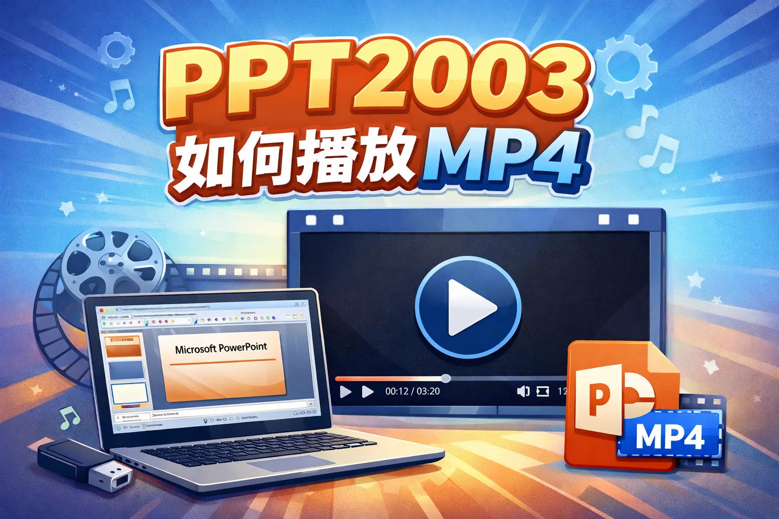 ppt2003如何播放mp4