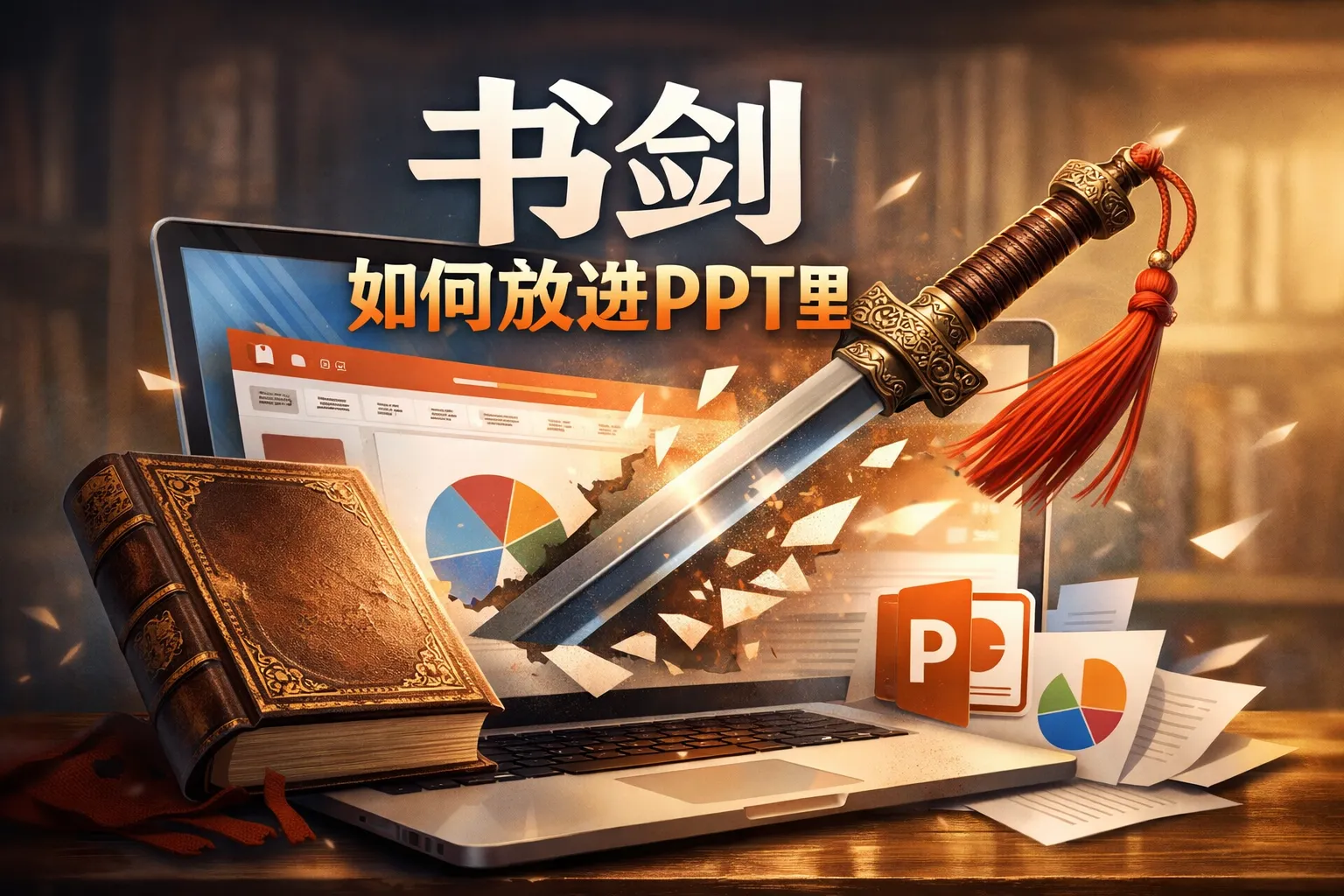 书剑如何放进ppt里