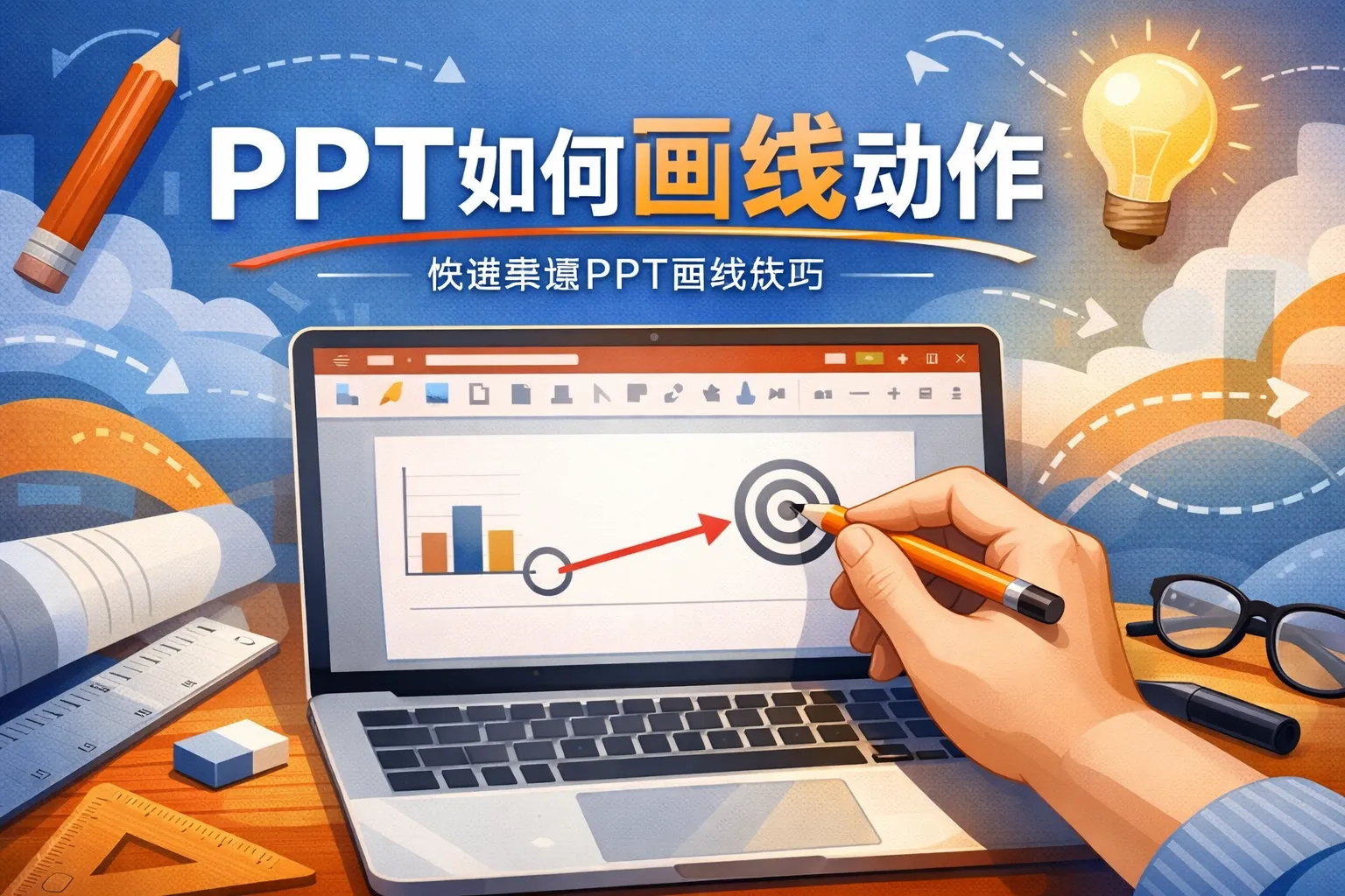 ppt如何画线动作