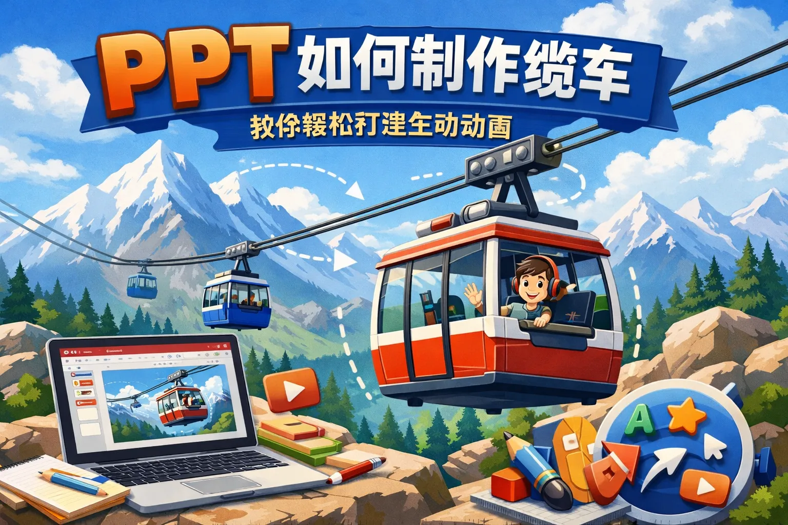 ppt如何制作缆车