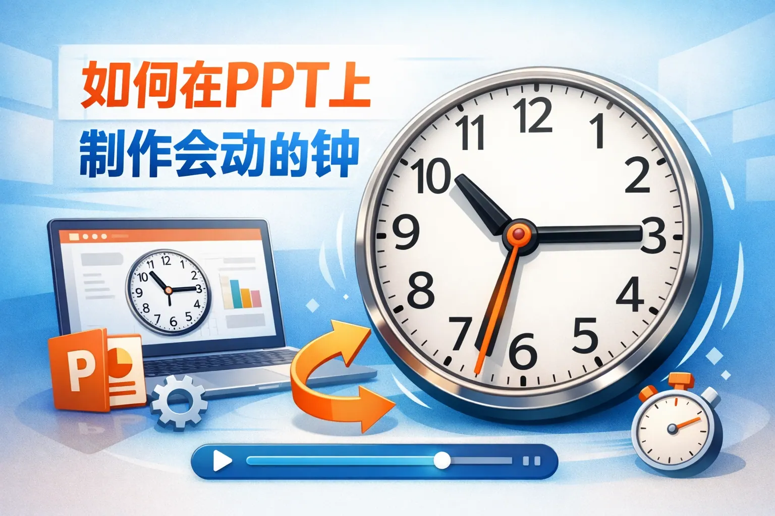 如何在PPT上制作会动的钟