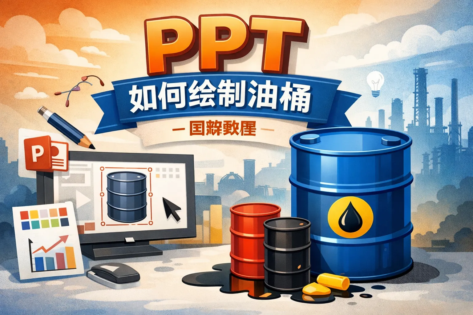 ppt如何绘制油桶